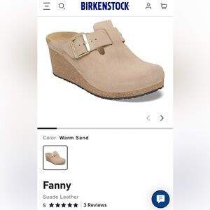 Birkenstock Papillio Fanny Suede Clogs Warm Sand Tan Gold Buckle 38 7 - 7.5